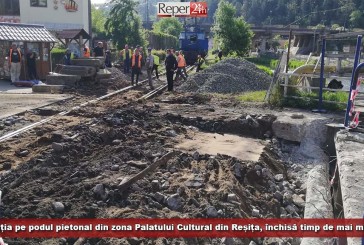 Circulația pe podul pietonal din zona Palatului Cultural din Reșița, închisă timp de mai multe ore