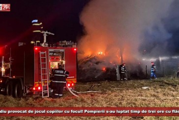 Incendiu provocat de jocul copiilor cu focul! Pompierii s-au luptat timp de trei ore cu flăcările