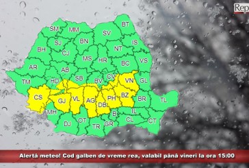 Alertă meteo! Cod galben de vreme rea, valabil până vineri la ora 15:00