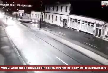 VIDEO: Accident de circulație la Reșița, surprins de o cameră de supraveghere