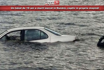 Un băiat de 19 ani a murit înecat în Dunăre, captiv în propria mașină!