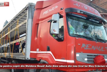 Bucurie pentru copiii din Moldova Nouă! Auto Alex aduce din nou tirul lui Moș Crăciun în oraș!