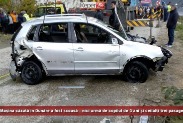 Mașina căzută în Dunăre a fost scoasă – nici urmă de copilul de 3 ani și ceilalți trei pasageri
