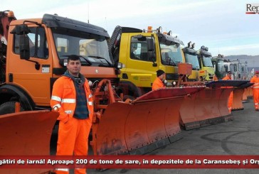Direcția Regională de Drumuri a început pregătirile de iarnă! Aproape 200 de tone de sare, în depozitele secțiilor de la Caransebeș și Orșova!