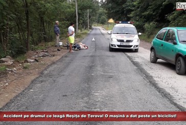 Accident pe drumul ce leagă Reșița de Țerova! O mașină a dat peste un biciclist!
