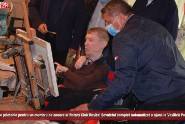 Gest de prietenie pentru un membru de onoare al Rotary Club Reșița! Șevaletul complet automatizat a ajuns la Vasile Popovici!