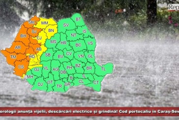 Meteorologii anunță vijelii, descărcări electrice și grindină! Cod portocaliu în județul Caraș-Severin!