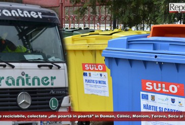 Deșeurile reciclabile, colectate „din poartă în poartă” în Doman, Câlnic, Moniom, Țerova, Secu și Cuptoare