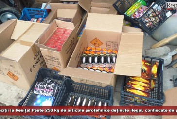 Percheziții la Reșița! Peste 250 kg de articole pirotehnice deținute ilegal, confiscate de polițiști