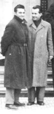 În imagine Szeleş (în stânga) şi Kolnic în dimineaţa marii finale din 1954