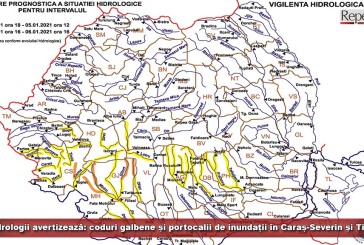 Hidrologii avertizează: coduri galbene și portocalii de inundații în Caraș-Severin și Timiș