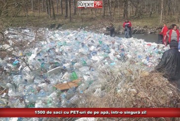 1500 de saci cu PET-uri de pe apă, într-o singură zi!