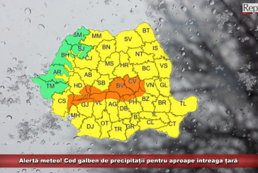 Alertă meteo! Cod galben de precipitații pentru aproape întreaga țară