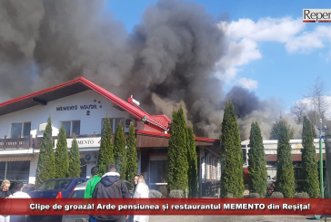 Clipe de groază! Arde Pensiunea Memento din Reșița!