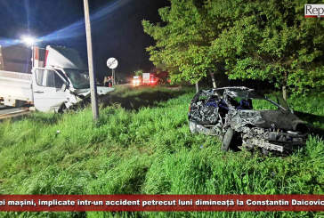 Trei mașini, implicate într-un accident petrecut luni dimineață la Constantin Daicoviciu